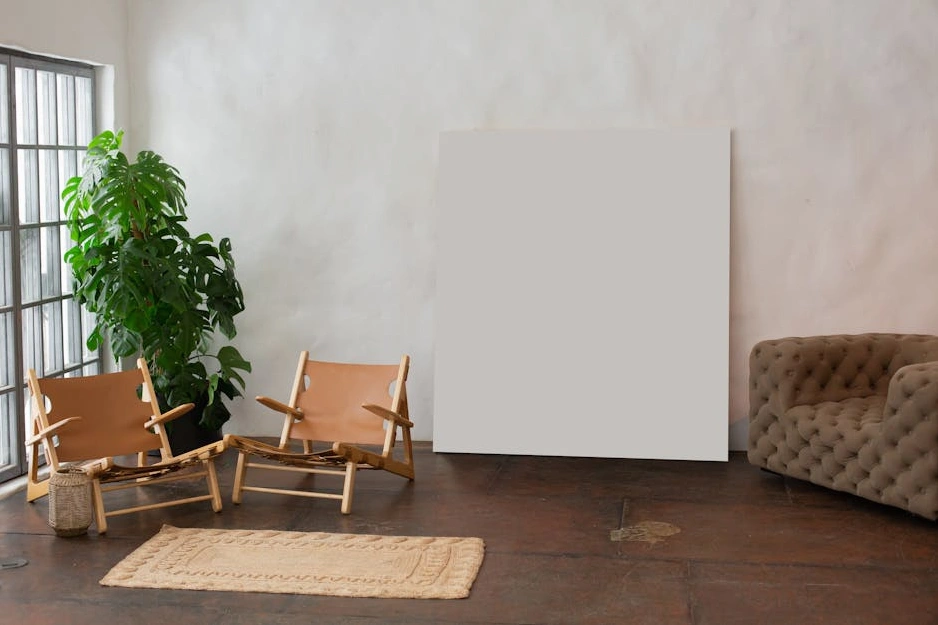 Soggiorno luminoso con arredamento di design scandinavo firmato Nordic Form Studio